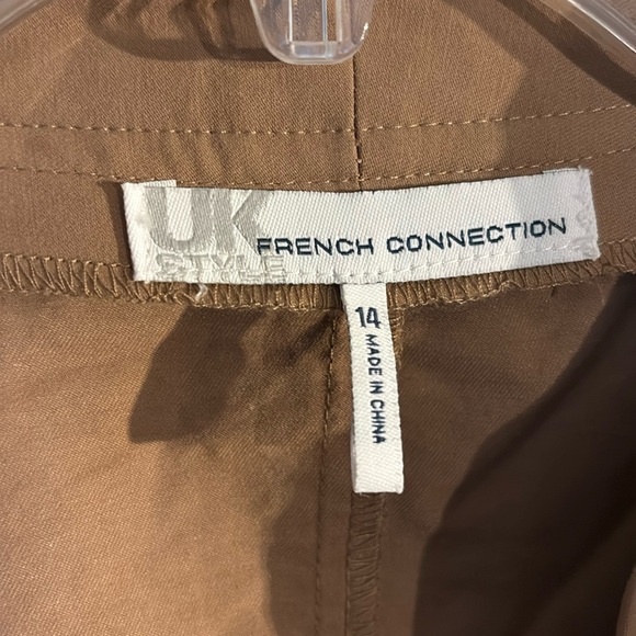 French Connection Tan Trench Coat with Wrap Front and Lapel Collar - Picture 2 of 11